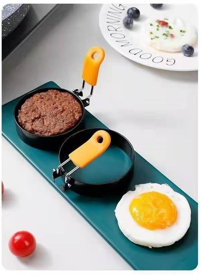 Bepisof 2pcs 3.5" Nonstick,Stainless Steel Round Fried Egg Rings with Orange Silicone Handle,Egg Mold Cooker Ring For Breakfast,Mini Pancakes, and Fried Eggs - Image 5